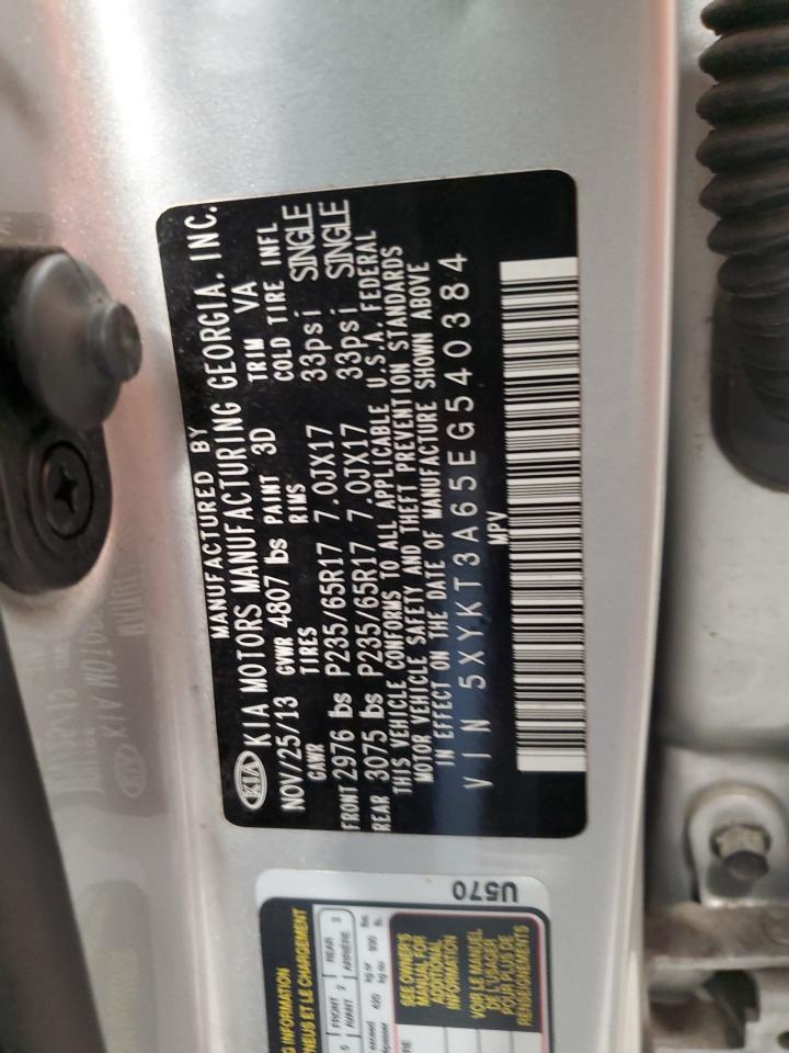 2014 Kia Sorento Lx VIN: 5XYKT3A65EG540384 Lot: 84482105