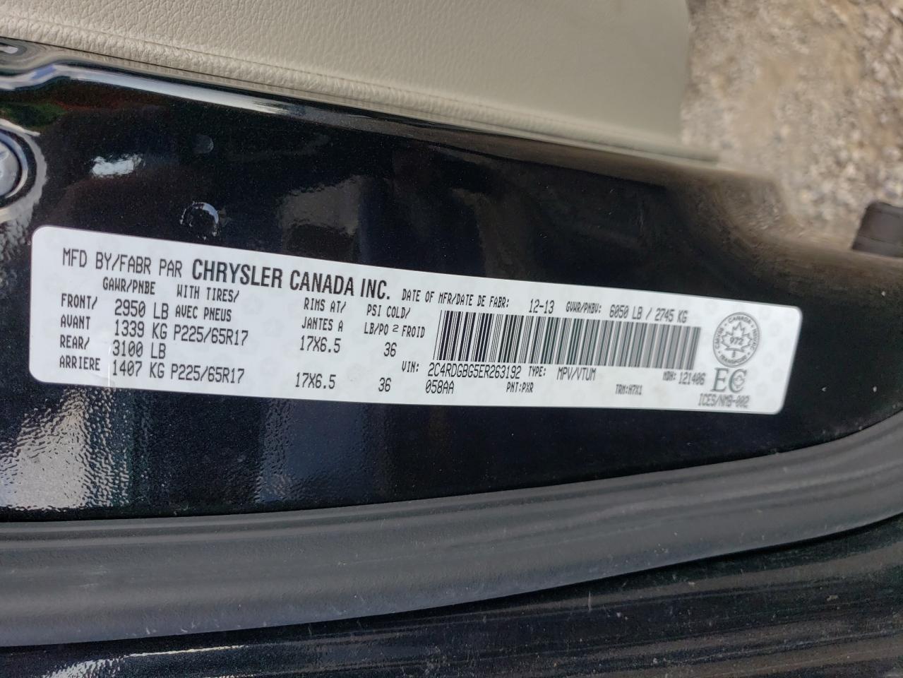 2014 Dodge Grand Caravan Se VIN: 2C4RDGBG5ER263192 Lot: 71769725