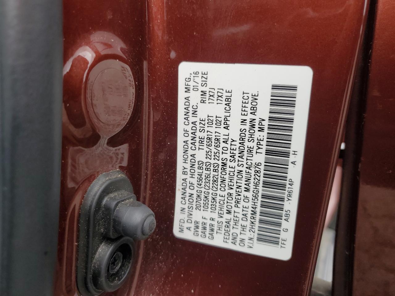 2016 Honda Cr-V Ex VIN: 2HKRM4H56GH622876 Lot: 84403335