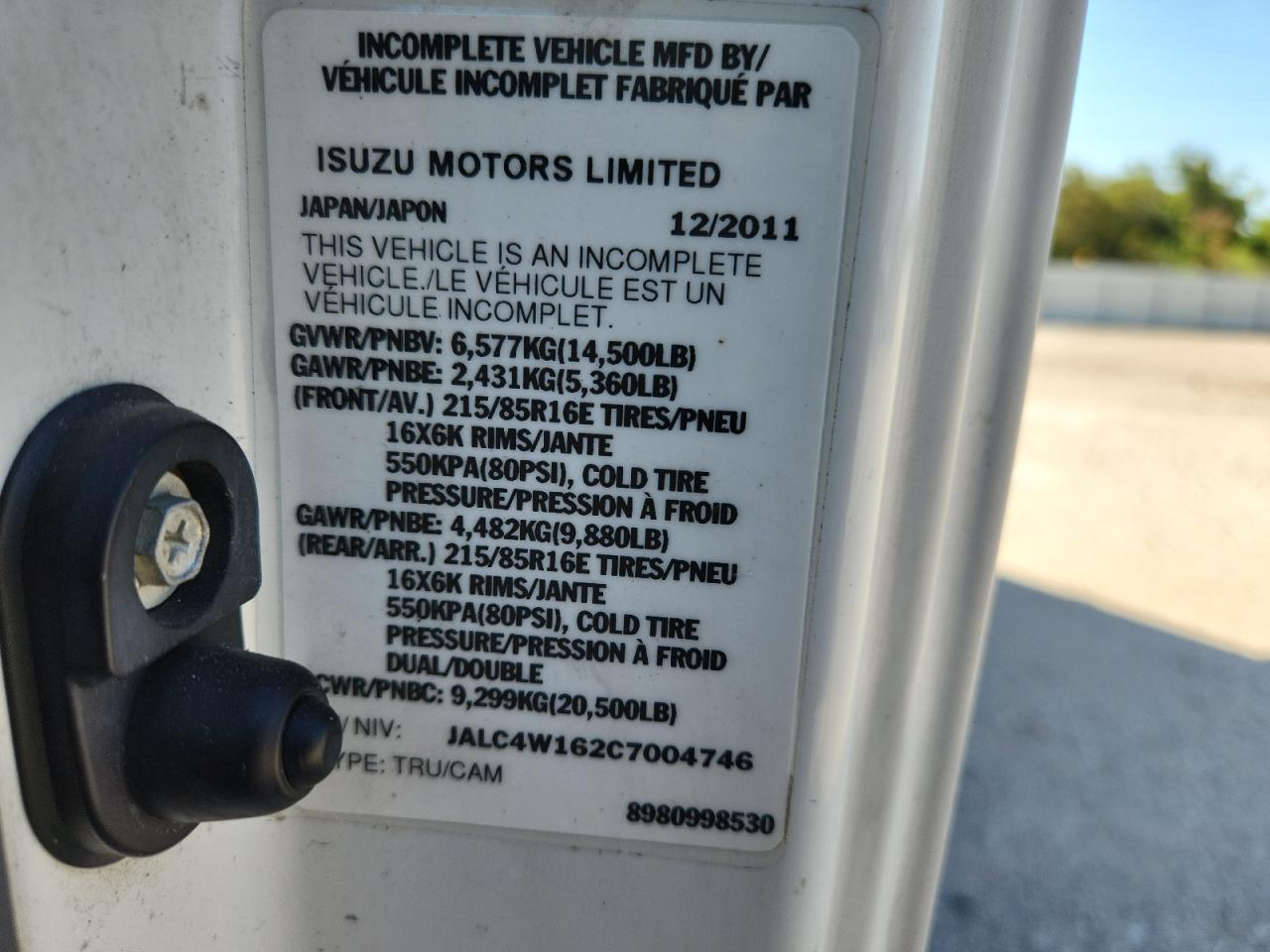 2012 Isuzu Npr Hd VIN: JALC4W162C7004746 Lot: 70021715