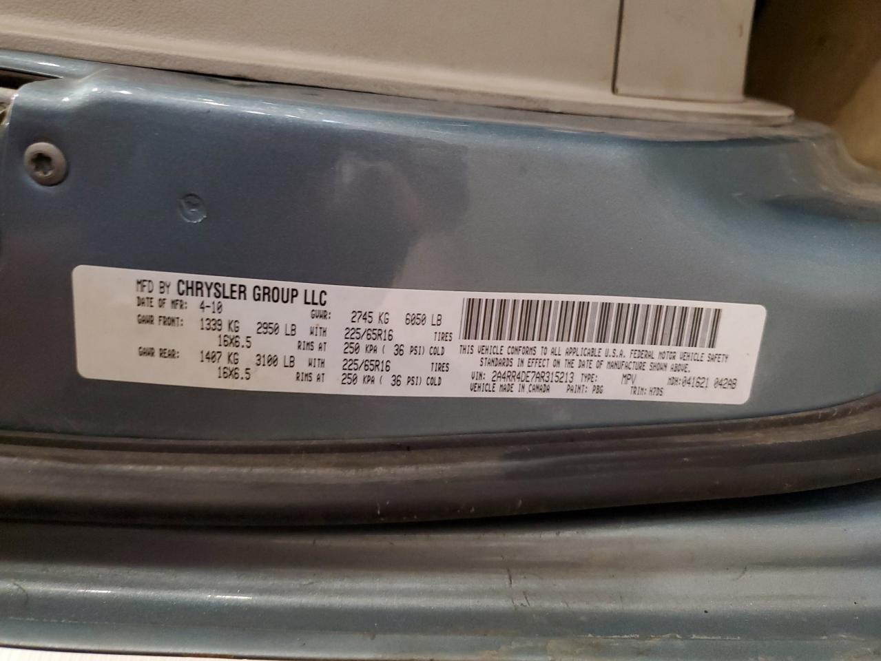 2010 Chrysler Town & Country Lx VIN: 2A4RR4DE7AR315213 Lot: 80322785