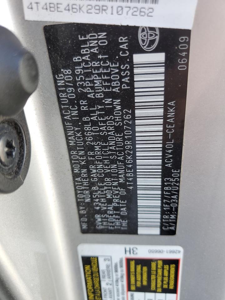 2009 Toyota Camry Base VIN: 4T4BE46K29R107262 Lot: 80865015