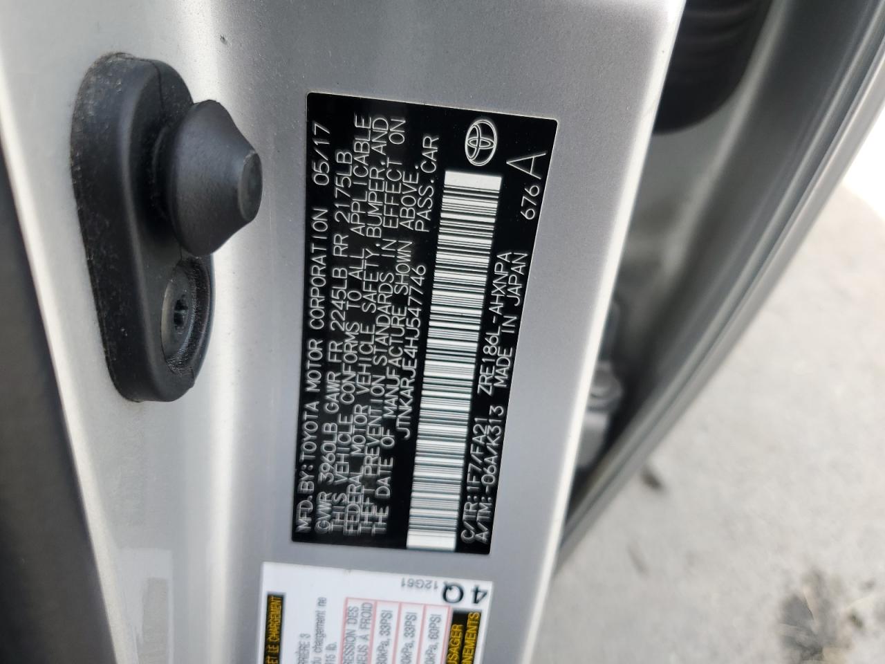 2017 Toyota Corolla Im VIN: JTNKARJE4HJ547746 Lot: 84817785