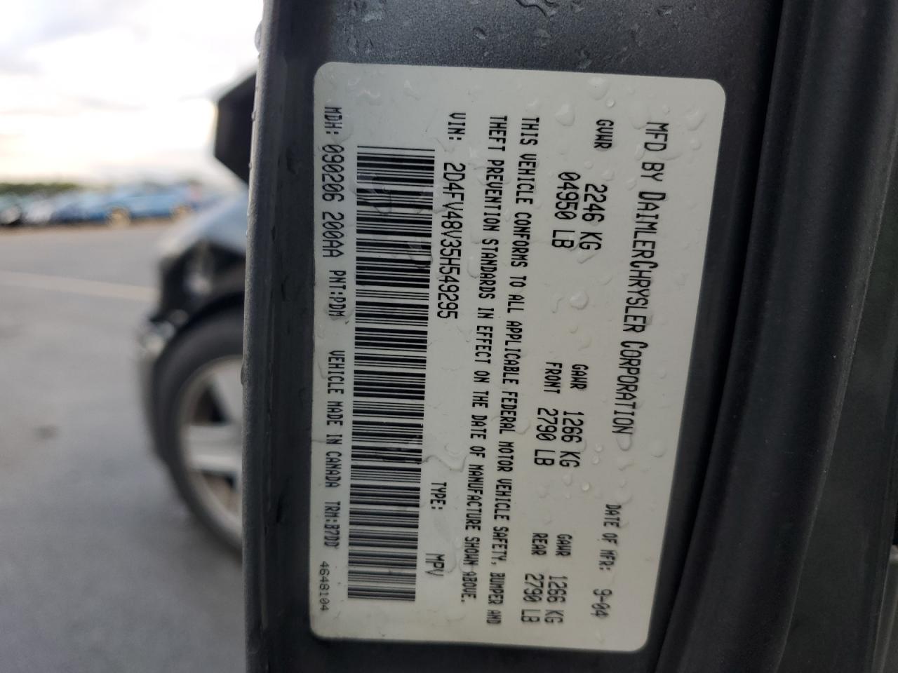 2005 Dodge Magnum Sxt VIN: 2D4FV48V35H549295 Lot: 84777045