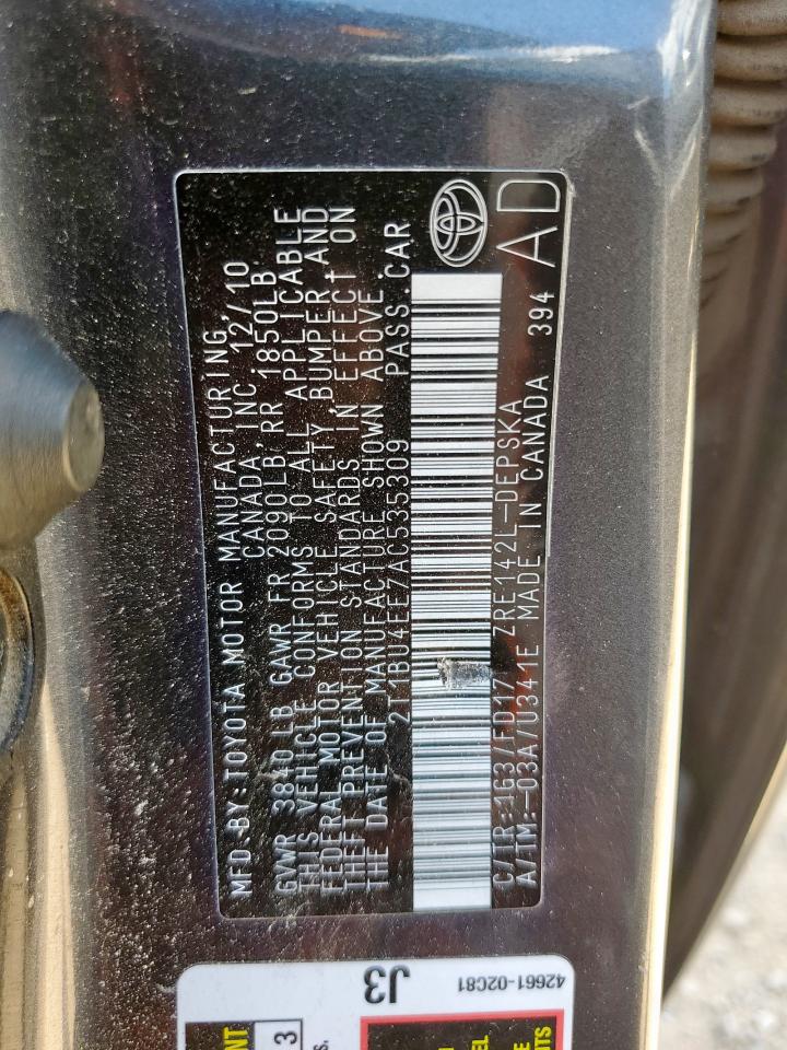 2010 Toyota Corolla Base VIN: 2T1BU4EE7AC535309 Lot: 80553995