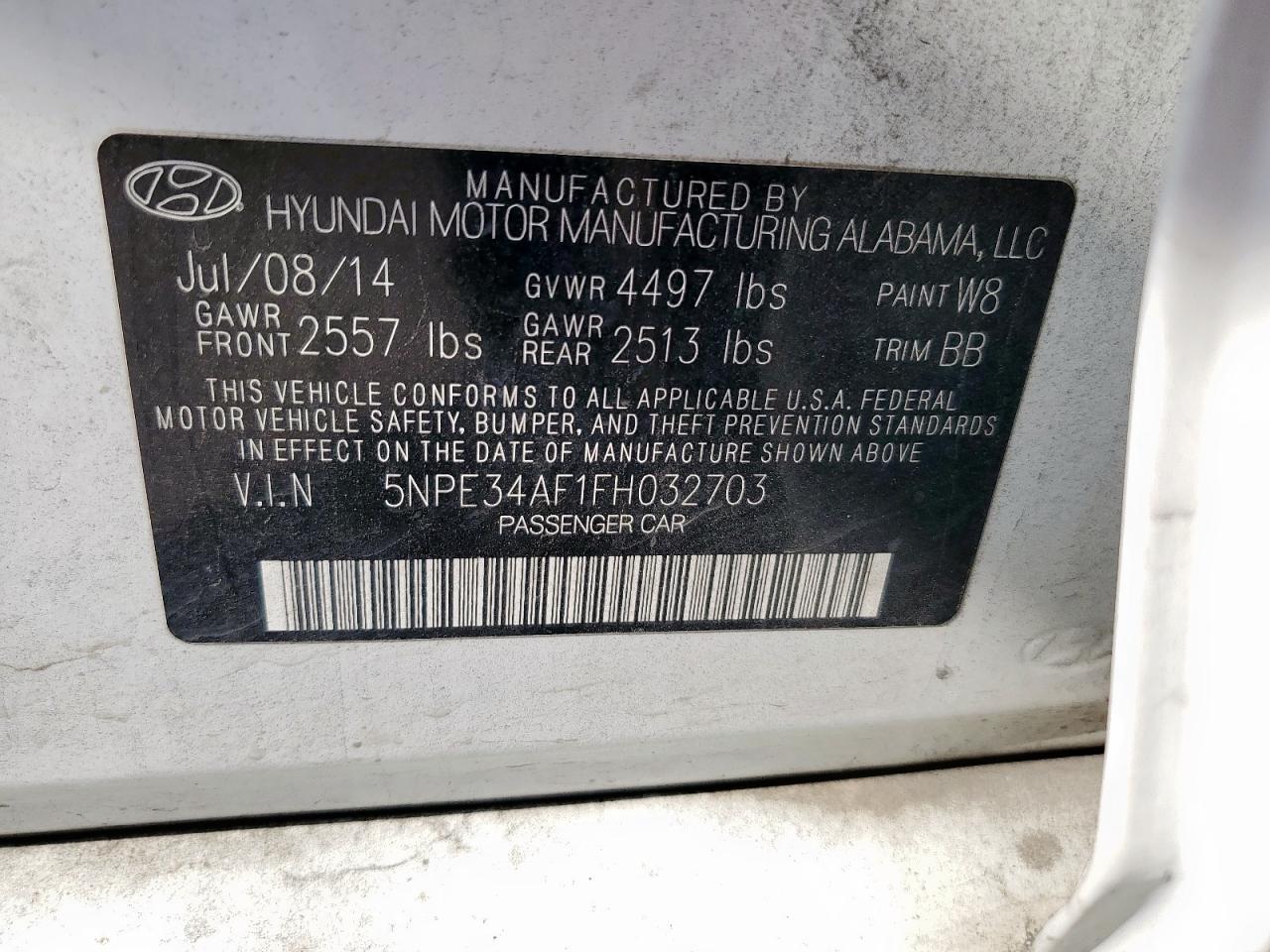 2015 Hyundai Sonata Sport VIN: 5NPE34AF1FH032703 Lot: 84458485