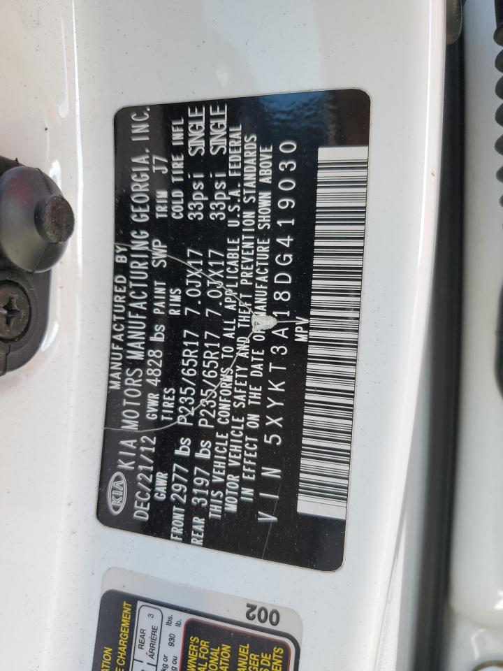 2013 Kia Sorento Lx VIN: 5XYKT3A18DG419030 Lot: 82042655