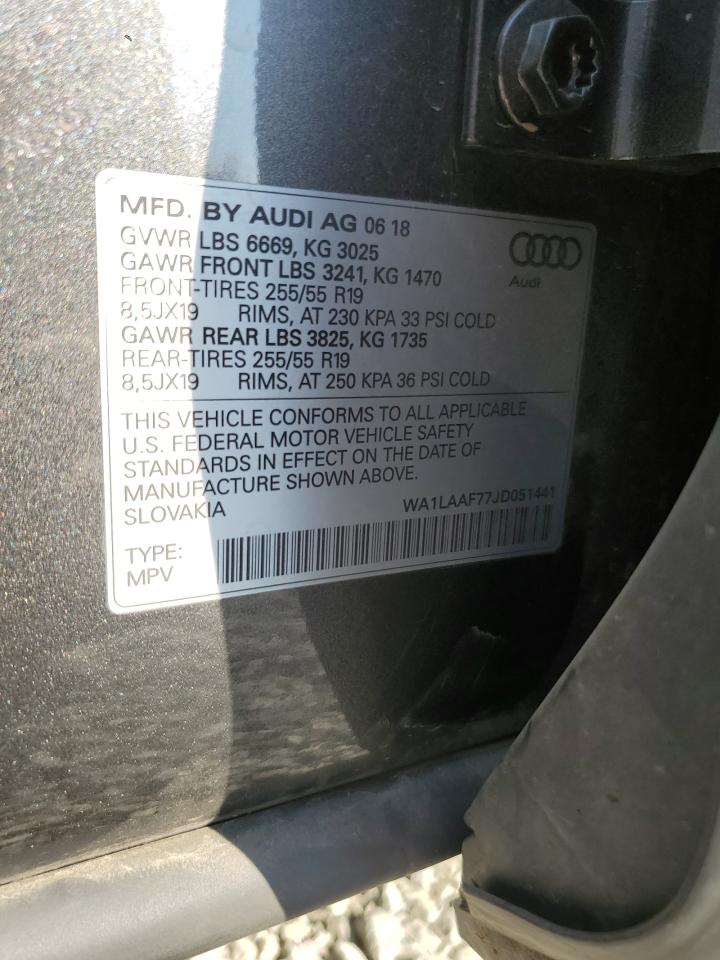 2018 Audi Q7 Premium Plus VIN: WA1LAAF77JD051441 Lot: 70866495