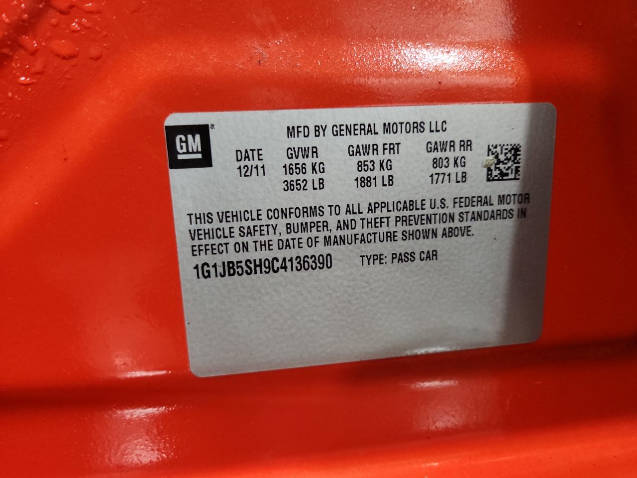 2012 Chevrolet Sonic Ls VIN: 1G1JB5SH9C4136390 Lot: 71676875