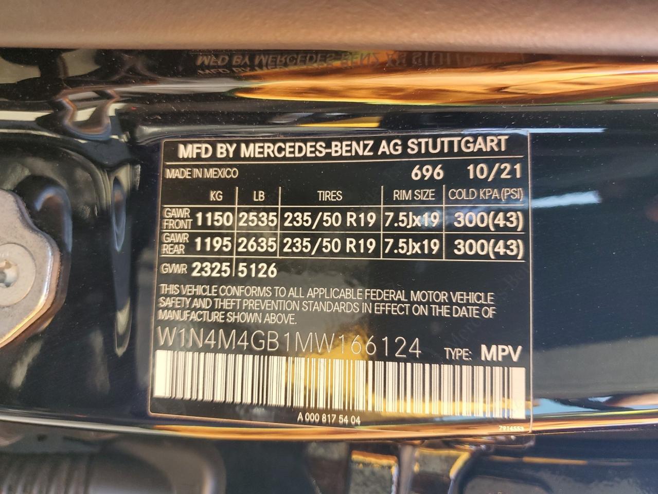 2021 Mercedes-Benz Glb 250 VIN: W1N4M4GB1MW166124 Lot: 80385595