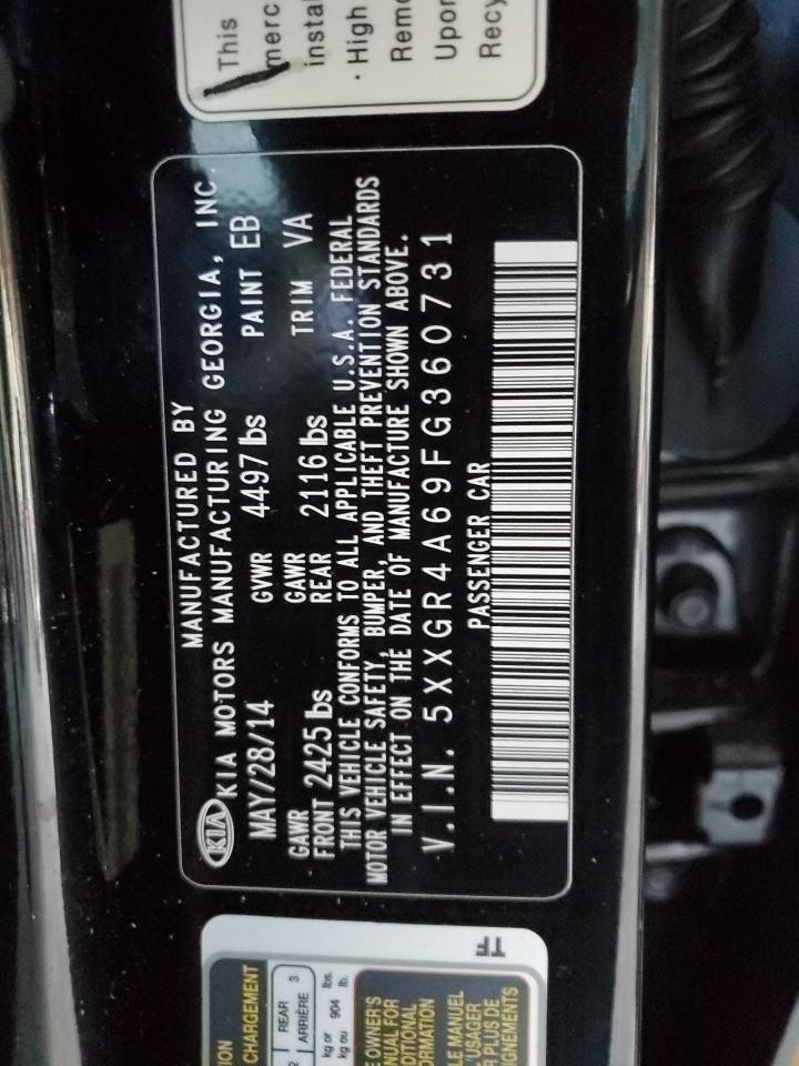 2015 Kia Optima Sx VIN: 5XXGR4A69FG360731 Lot: 71731445