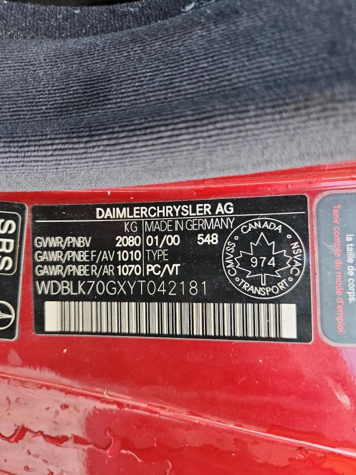 2000 Mercedes-Benz Clk 430 VIN: WDBLK70GXYT042181 Lot: 82095175