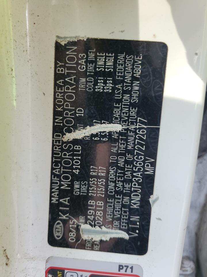 2016 Kia Soul + VIN: KNDJP3A56G7272677 Lot: 80080665