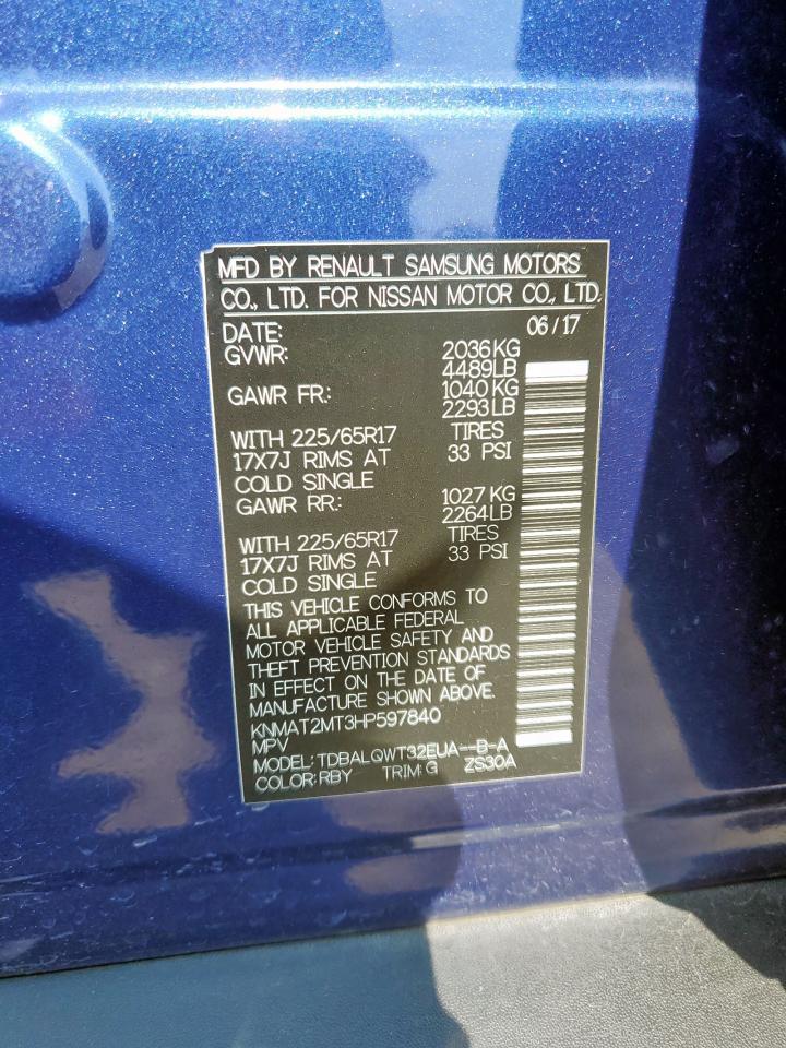 2017 Nissan Rogue S VIN: KNMAT2MT3HP597840 Lot: 71879545