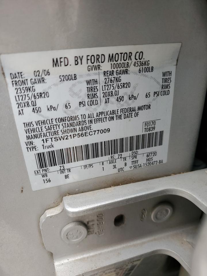 2006 Ford F250 Super Duty VIN: 1FTSW21P56EC77009 Lot: 71712745