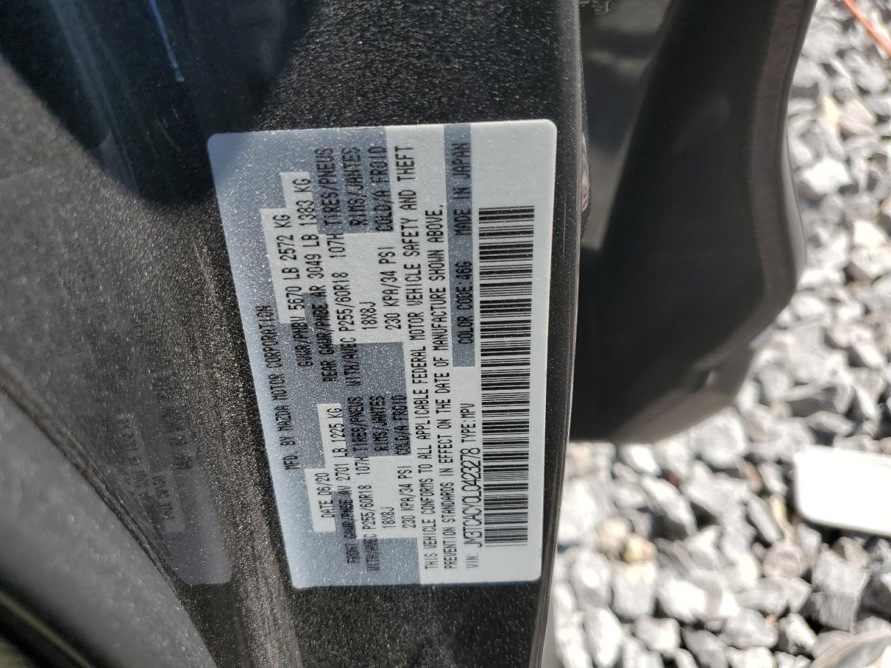 2020 Mazda Cx-9 Touring VIN: JM3TCACY0L0423278 Lot: 80119745