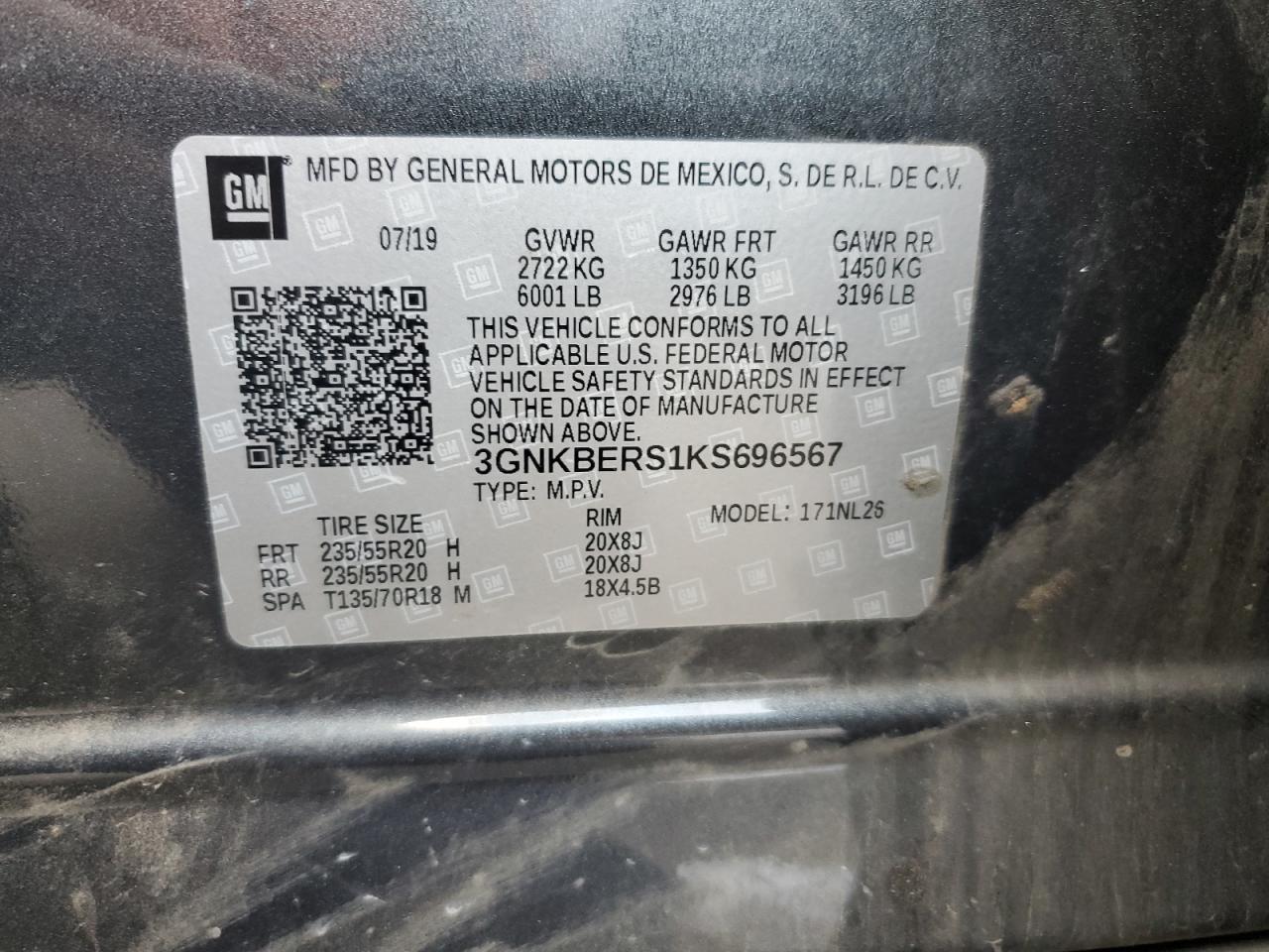 2019 Chevrolet Blazer Rs VIN: 3GNKBERS1KS696567 Lot: 80112195