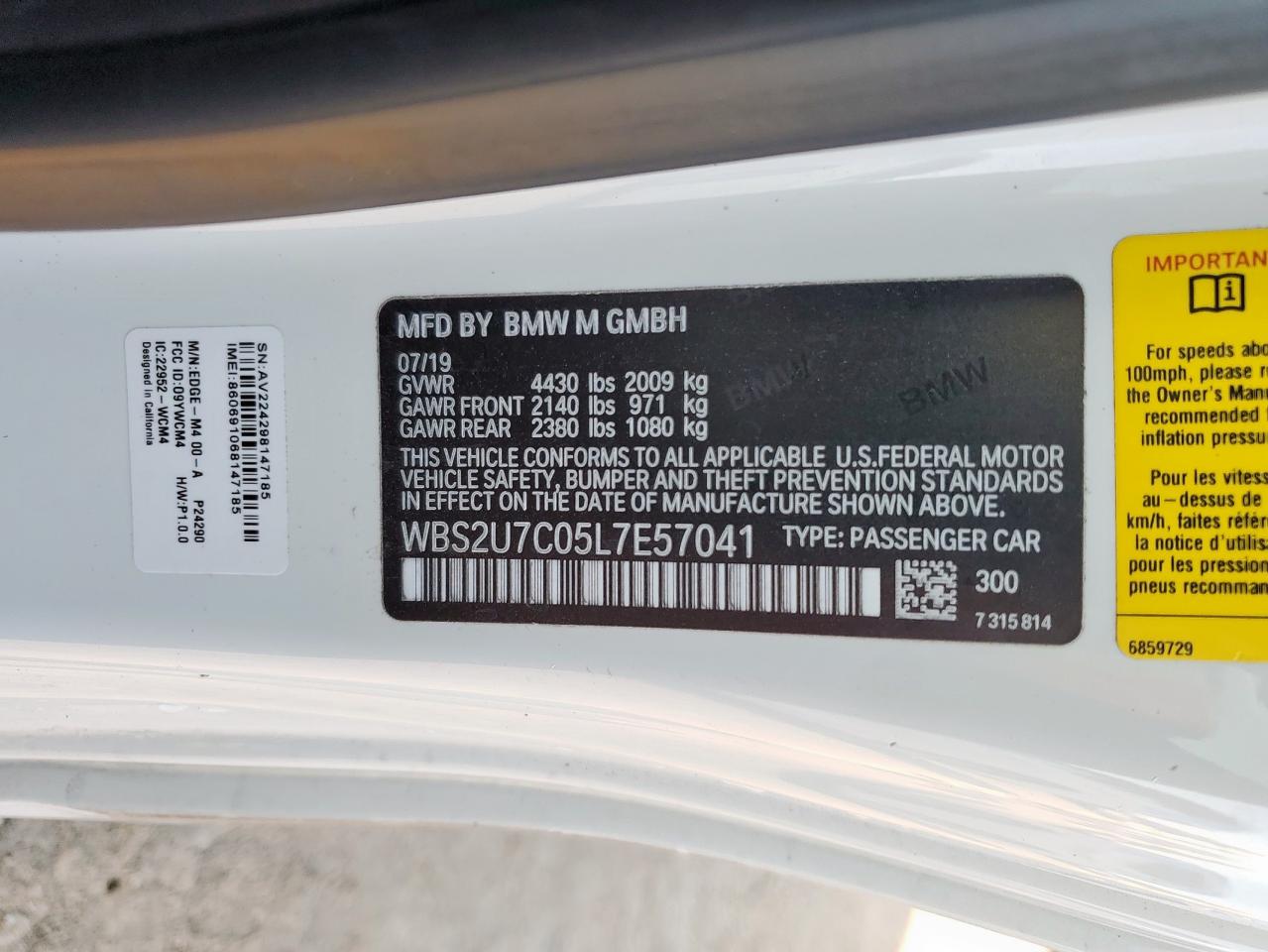 2020 BMW M2 Competition VIN: WBS2U7C05L7E57041 Lot: 69952555