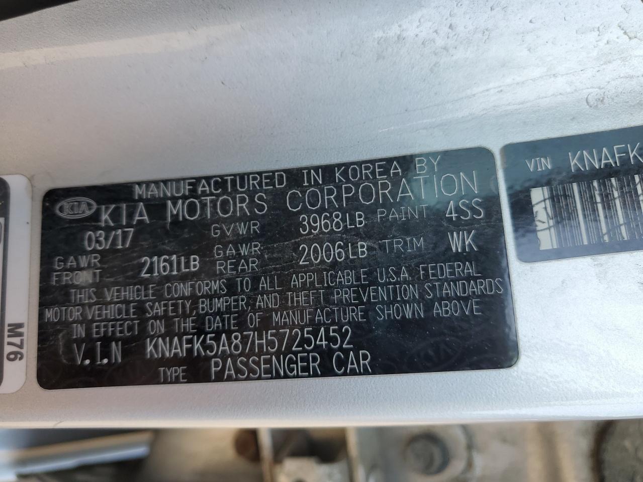 2017 Kia Forte Lx VIN: KNAFK5A87H5725452 Lot: 71148455