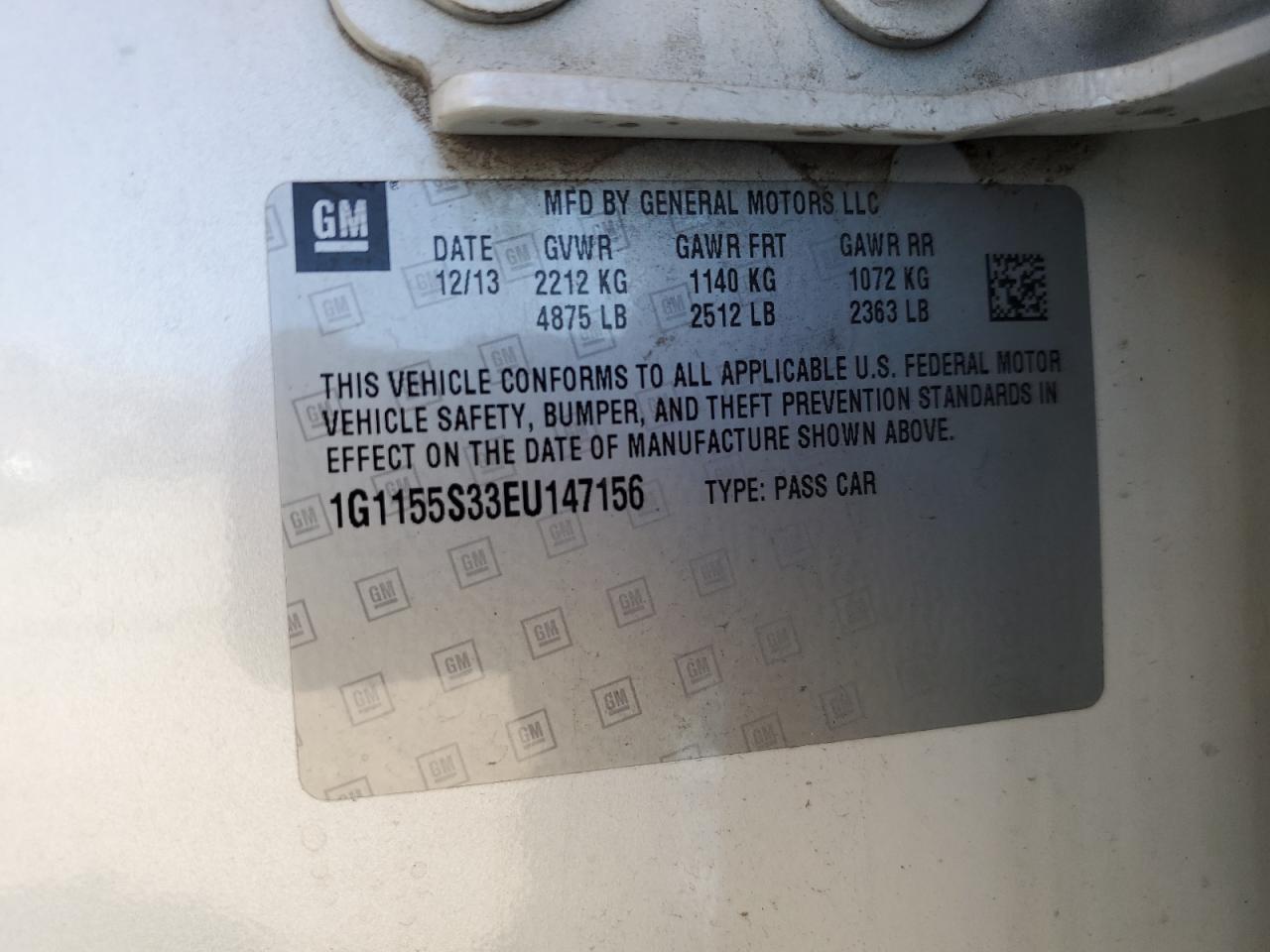 2014 Chevrolet Impala Ltz VIN: 1G1155S33EU147156 Lot: 84777175