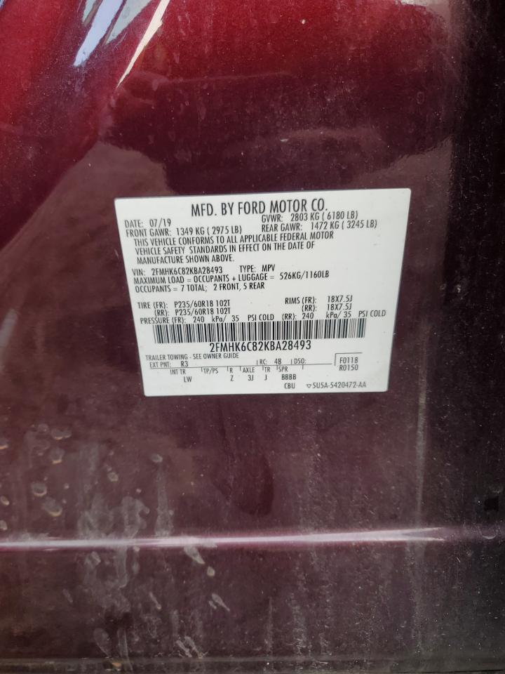 2019 Ford Flex Sel VIN: 2FMHK6C82KBA28493 Lot: 80362395