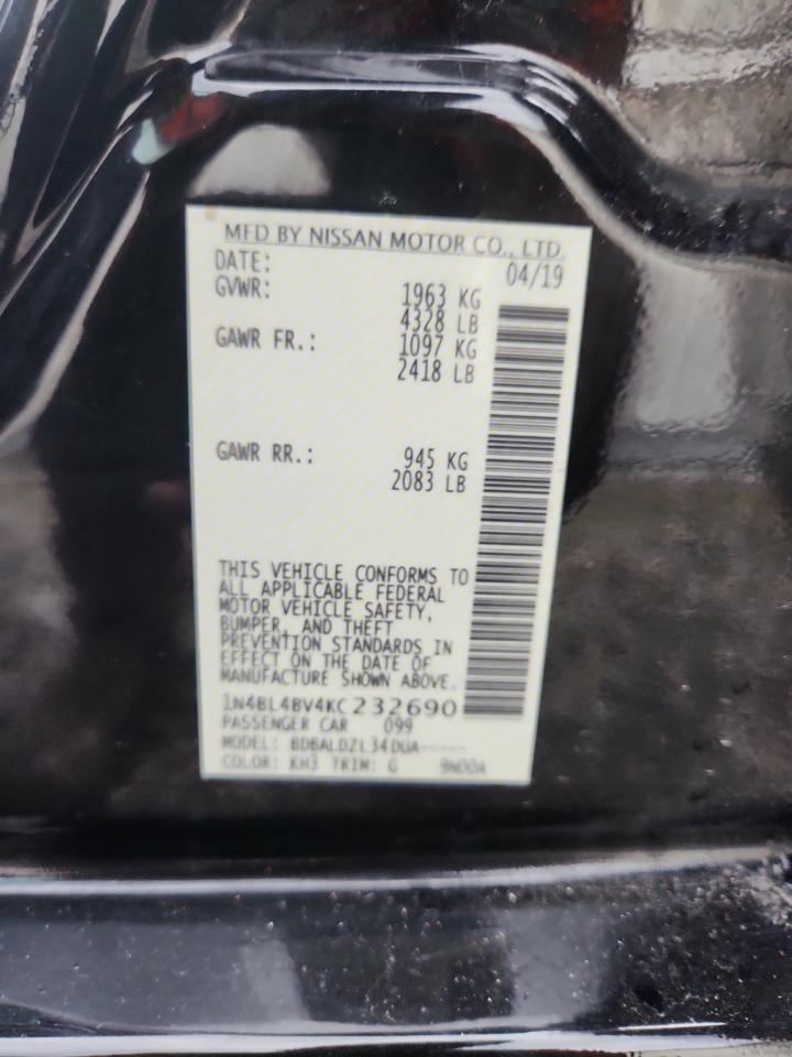 2019 Nissan Altima S VIN: 1N4BL4BV4KC232690 Lot: 81087155