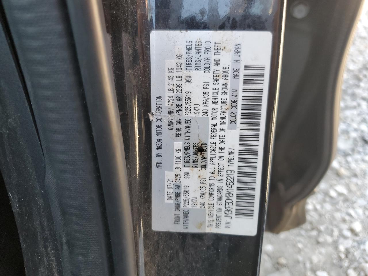 2021 Mazda Cx-5 Grand Touring VIN: JM3KFBDM8M1452219 Lot: 71225765