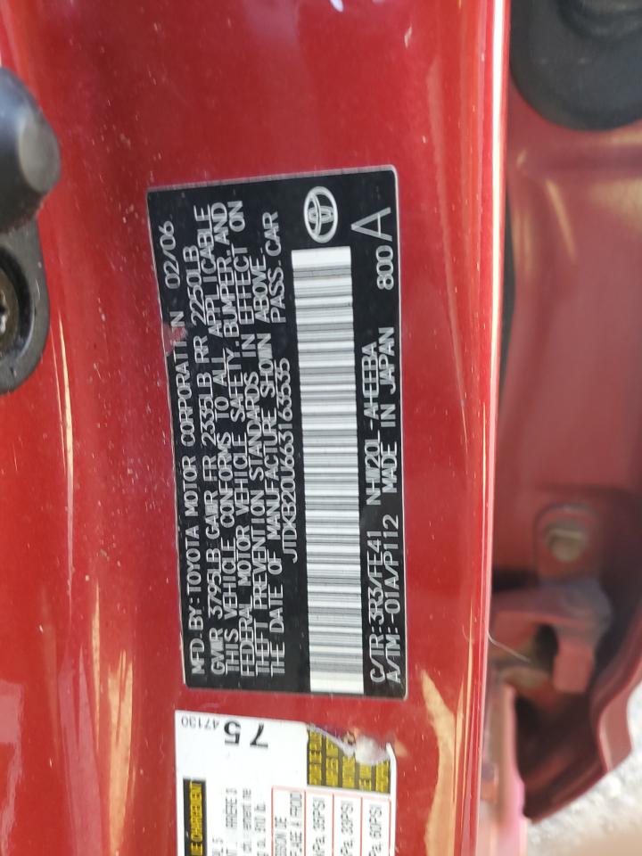 2006 Toyota Prius VIN: JTDKB20U663163535 Lot: 72046105