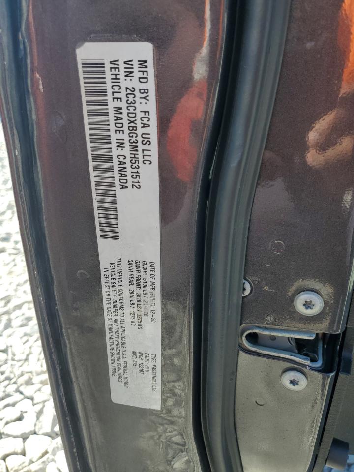 2021 Dodge Charger Sxt VIN: 2C3CDXBG3MH531512 Lot: 81405785