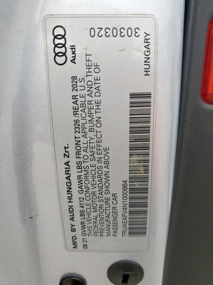 2022 Audi Tt VIN: TRUAEAFV4N1000864 Lot: 81898225