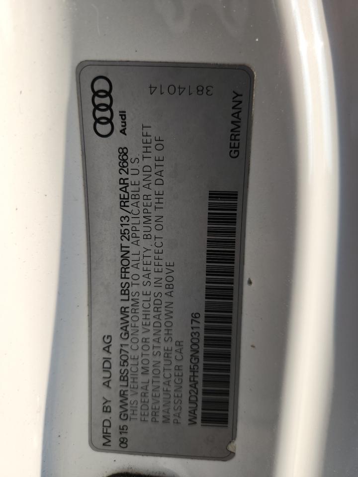 2016 Audi A5 Premium Plus S-Line VIN: WAUD2AFH5GN003176 Lot: 80938765