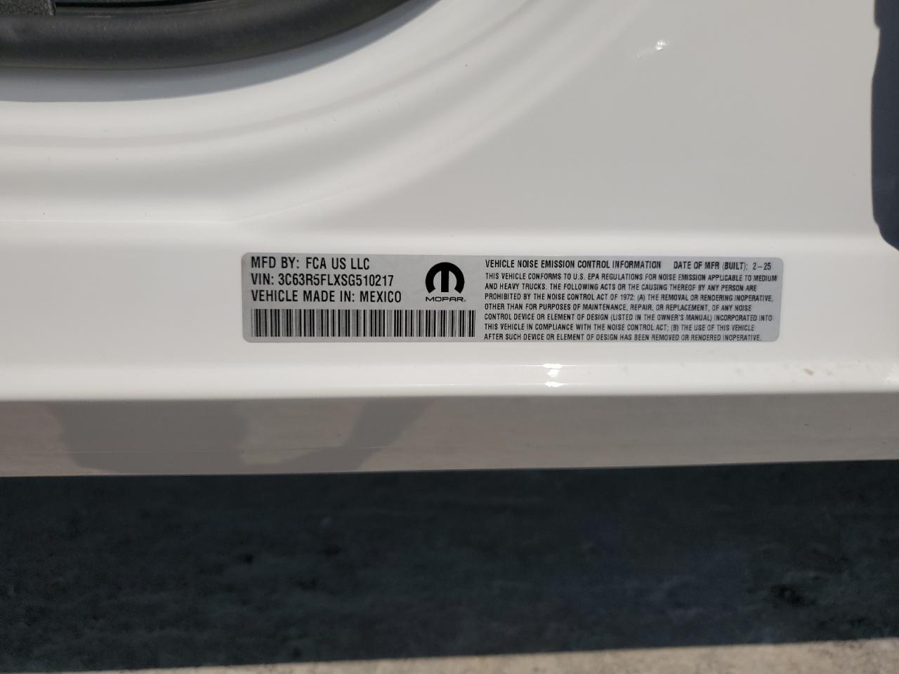 2025 Ram 2500 Laramie VIN: 3C63R5FLXSG510217 Lot: 70979735