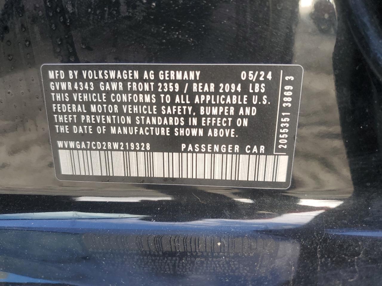 2024 Volkswagen Gti S VIN: WVWGA7CD2RW219328 Lot: 84449335