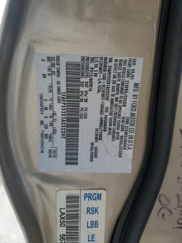 2001 Ford Taurus Ses VIN: 1FAFP552X1A252207 Lot: 70060065