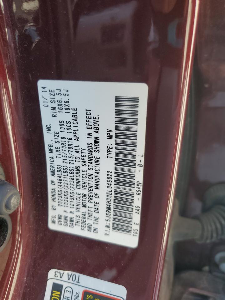 2014 Honda Cr-V Lx VIN: 5J6RM4H30EL045022 Lot: 72073155