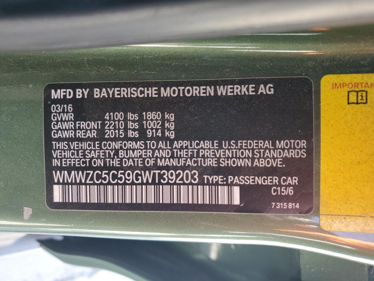 2016 Mini Cooper S Countryman VIN: WMWZC5C59GWT39203 Lot: 71042275