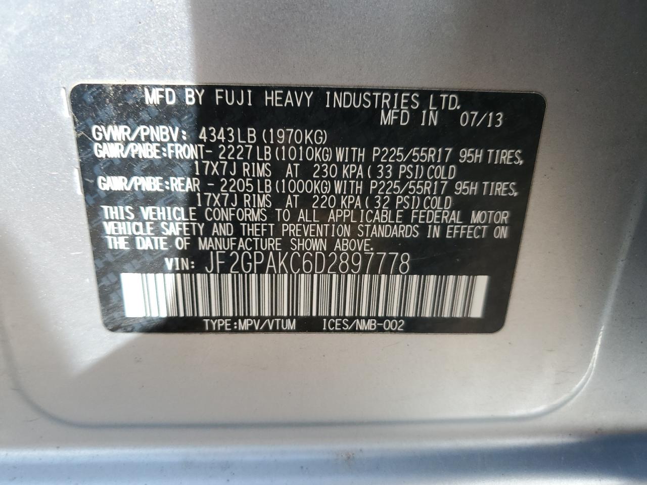 2013 Subaru Xv Crosstrek 2.0 Limited VIN: JF2GPAKC6D2897778 Lot: 81855765