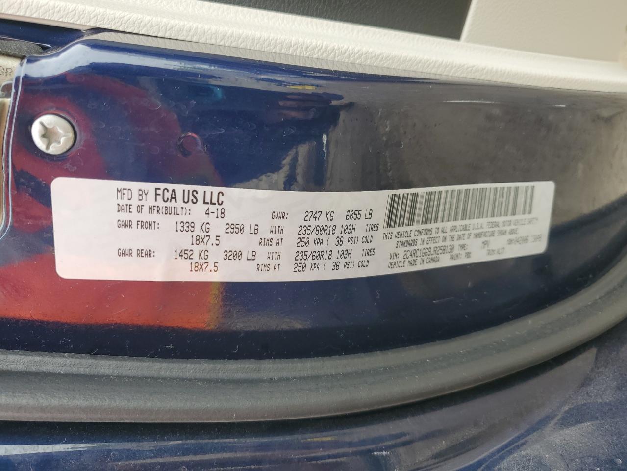 2018 Chrysler Pacifica Limited VIN: 2C4RC1GG9JR258130 Lot: 83788025