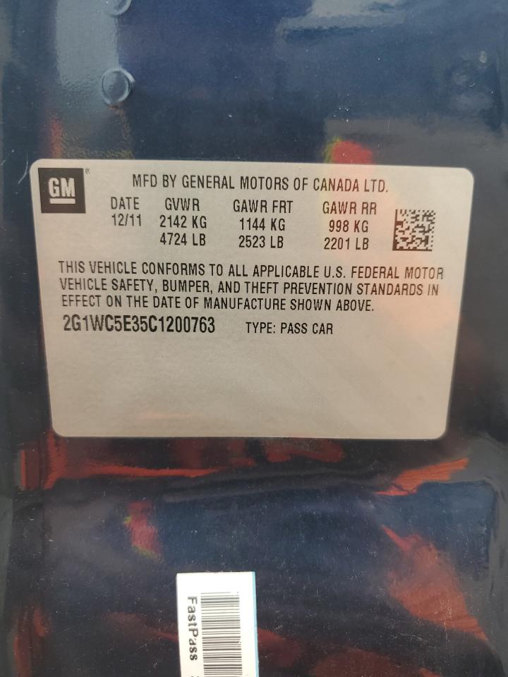 2012 Chevrolet Impala Ltz VIN: 2G1WC5E35C1200763 Lot: 80605365