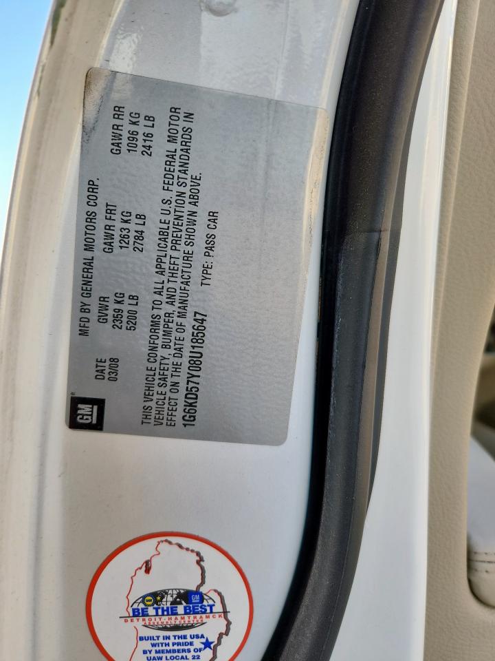 2008 Cadillac Dts VIN: 1G6KD57Y08U185647 Lot: 84285465