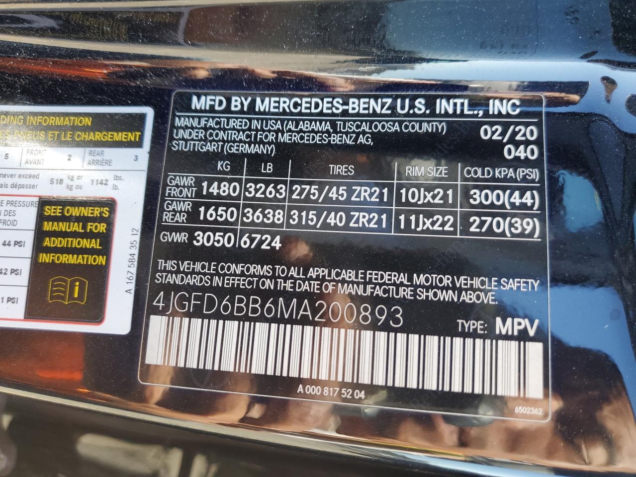 2021 Mercedes-Benz Gle Coupe Amg 53 4Matic VIN: 4JGFD6BB6MA200893 Lot: 84230875