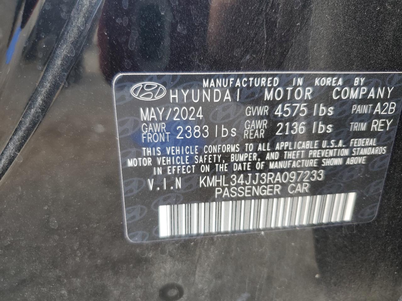2024 Hyundai Sonata Hybrid VIN: KMHL34JJ3RA097233 Lot: 81399535