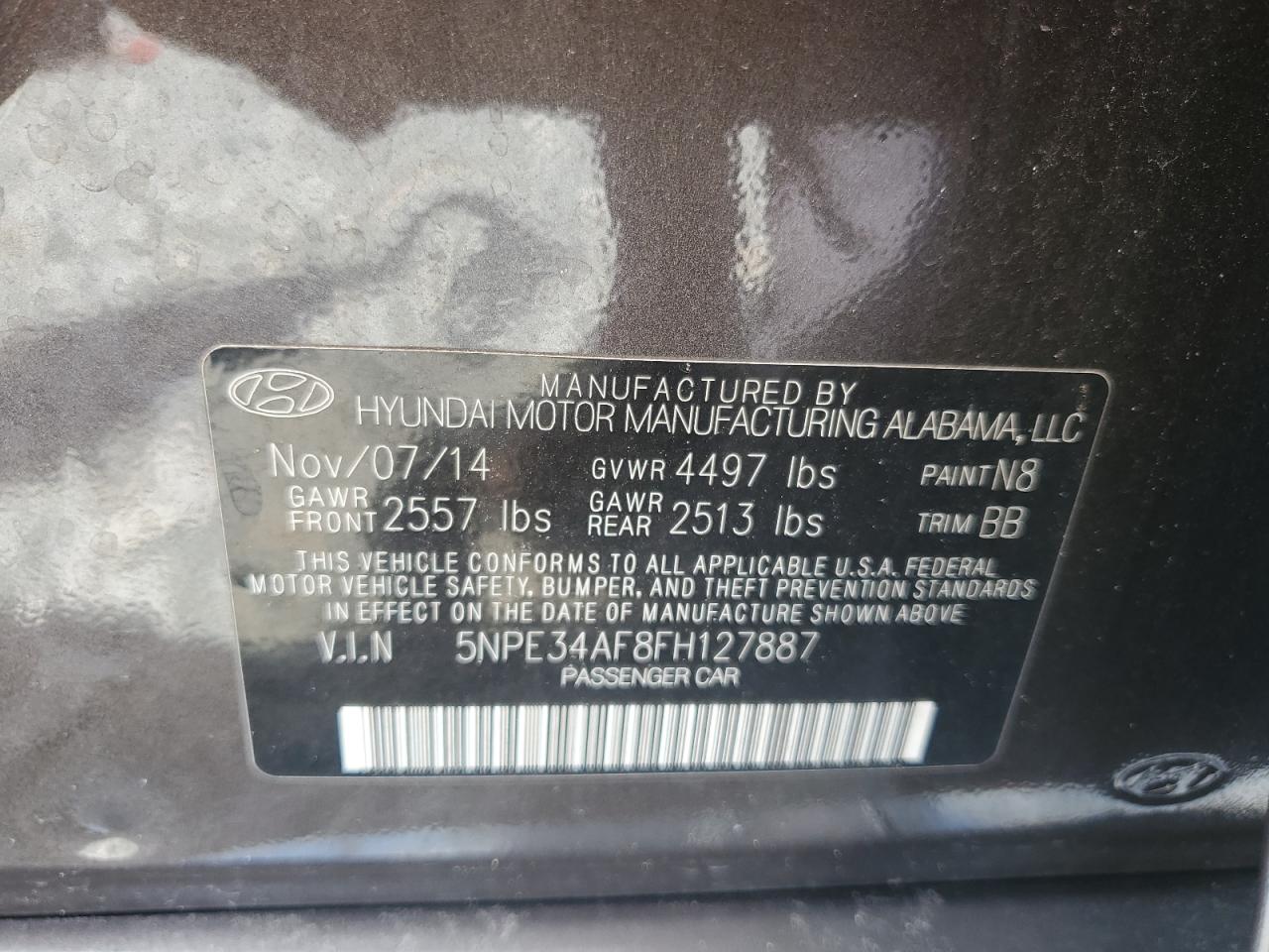 2015 Hyundai Sonata Sport VIN: 5NPE34AF8FH127887 Lot: 84366635