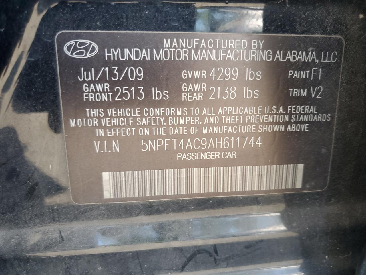 2010 Hyundai Sonata Gls VIN: 5NPET4AC9AH611744 Lot: 82105835