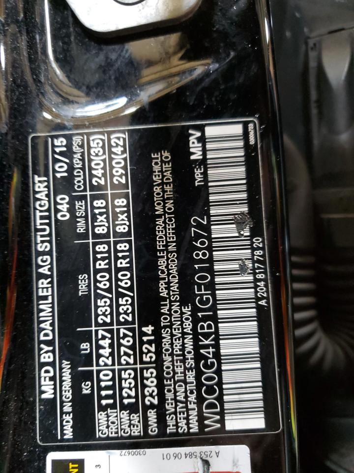 2016 Mercedes-Benz Glc 300 4Matic VIN: WDC0G4KB1GF018672 Lot: 71986595