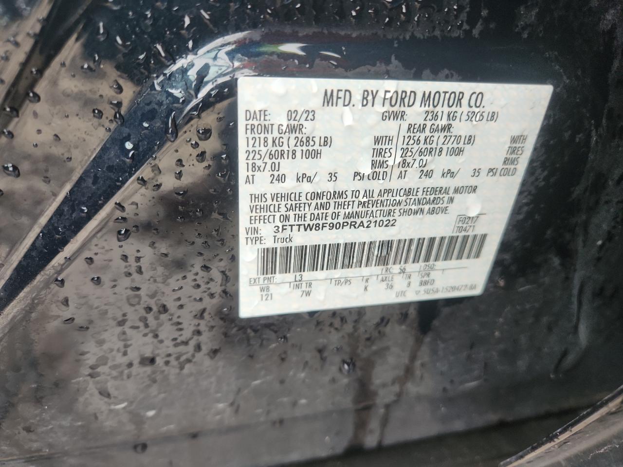 2023 Ford Maverick Xl VIN: 3FTTW8F90PRA21022 Lot: 81875645