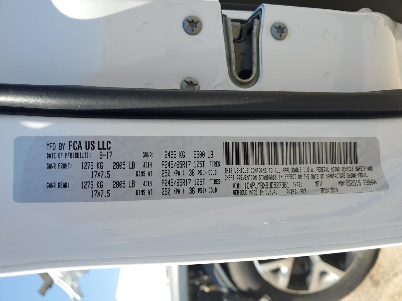 2018 Jeep Cherokee Trailhawk VIN: 1C4PJMBX9JD527381 Lot: 71824905