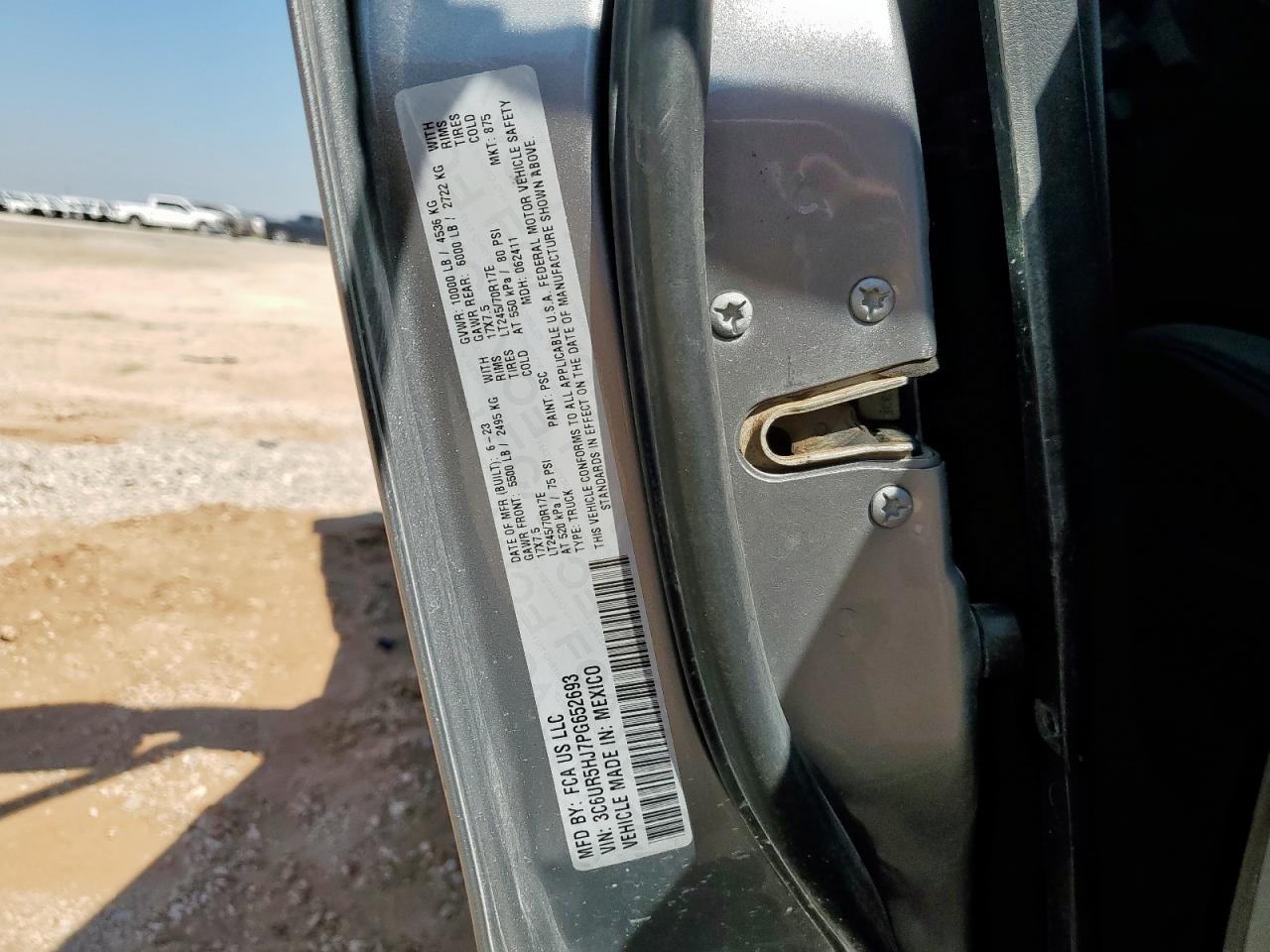 2023 Ram 2500 Tradesman VIN: 3C6UR5HJ7PG652693 Lot: 71843345