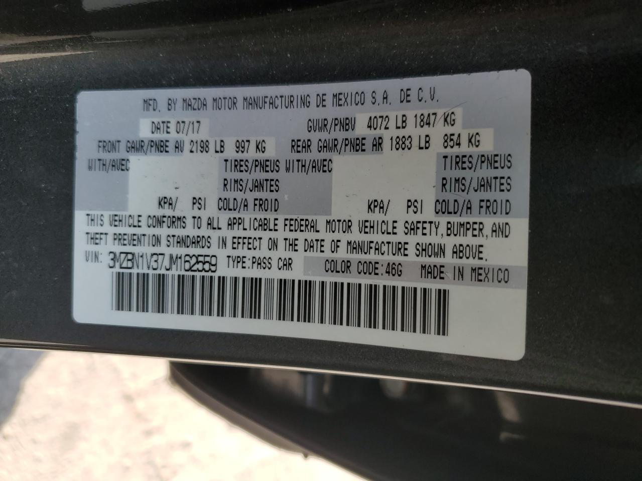 2018 Mazda 3 Touring VIN: 3MZBN1V37JM162559 Lot: 71997855