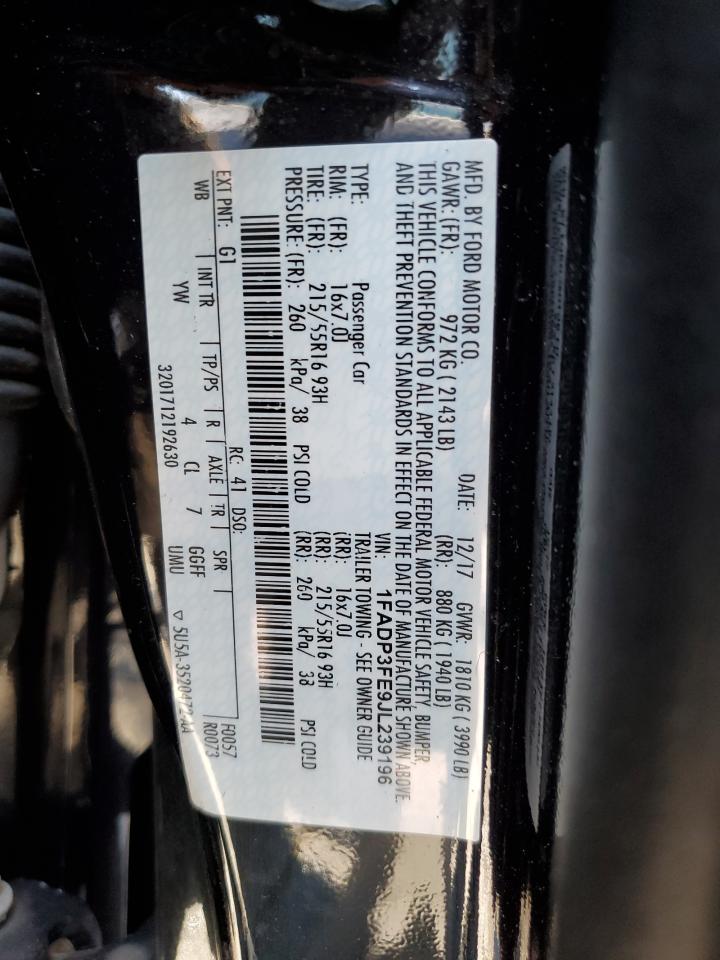 2018 Ford Focus Se VIN: 1FADP3FE9JL239196 Lot: 80323465